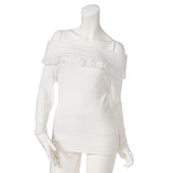 【メール便】折り返しレース使いテレコオフショルトップス