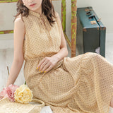 ティアードノースリーブロングワンピース