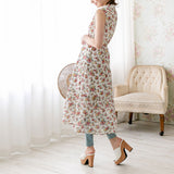 ティアードノースリーブロングワンピース