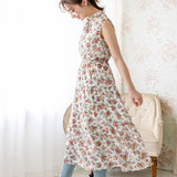 ティアードノースリーブロングワンピース