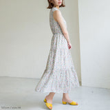 ティアードノースリーブロングワンピース