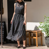 ティアードノースリーブロングワンピース