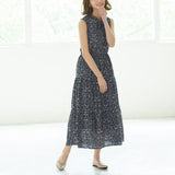 ティアードノースリーブロングワンピース