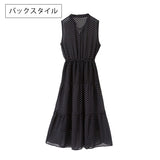 ティアードノースリーブロングワンピース