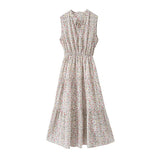 ティアードノースリーブロングワンピース