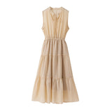 ティアードノースリーブロングワンピース