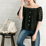 【メール便】前後2WAYスクエアネックパフスリブラウス