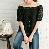 【メール便】前後2WAYスクエアネックパフスリブラウス