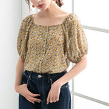 【メール便】前後2WAYスクエアネックパフスリブラウス