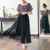 【メール便】前後2WAYスクエアネックパフスリブラウス