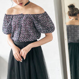 【メール便】前後2WAYスクエアネックパフスリブラウス