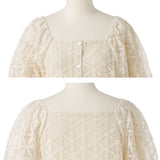 【メール便】前後2WAYスクエアネックパフスリブラウス