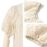 【メール便】前後2WAYスクエアネックパフスリブラウス