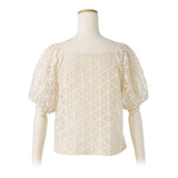 【メール便】前後2WAYスクエアネックパフスリブラウス