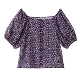 【メール便】前後2WAYスクエアネックパフスリブラウス