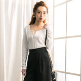 【メール便】選べる2タイプフロントジップバックレース切り替えリブトップス