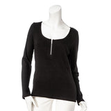 【メール便】選べる2タイプフロントジップバックレース切り替えリブトップス