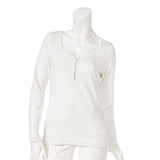 【メール便】選べる2タイプフロントジップバックレース切り替えリブトップス