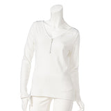 【メール便】選べる2タイプフロントジップバックレース切り替えリブトップス