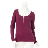 【メール便】選べる2タイプフロントジップバックレース切り替えリブトップス