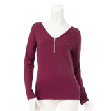 【メール便】選べる2タイプフロントジップバックレース切り替えリブトップス