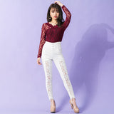 【メール便】選べるネックデザイン総レーストップス