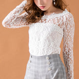 【メール便】選べるネックデザイン総レーストップス