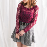 【メール便】選べるネックデザイン総レーストップス