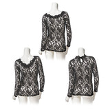 【メール便】選べるネックデザイン総レーストップス