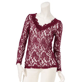 【メール便】選べるネックデザイン総レーストップス