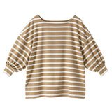 【メール便】パフスリ7分袖ボートネックトップス