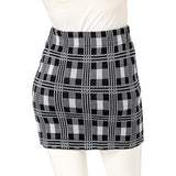 チェック柄ニットタイトミニスカート