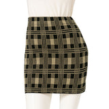 チェック柄ニットタイトミニスカート