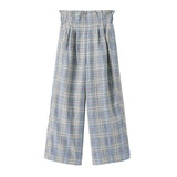 ウエストタックチェックワイドパンツ