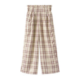 ウエストタックチェックワイドパンツ