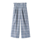 ウエストタックチェックワイドパンツ