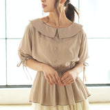 【メール便】ビッグカラーペプラムブラウス