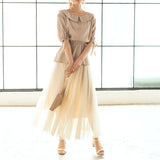 【メール便】ビッグカラーペプラムブラウス