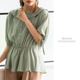 【メール便】ビッグカラーペプラムブラウス