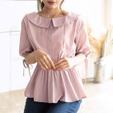 【メール便】ビッグカラーペプラムブラウス