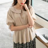 【メール便】ビッグカラーペプラムブラウス