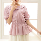 【メール便】ビッグカラーペプラムブラウス