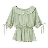 【メール便】ビッグカラーペプラムブラウス