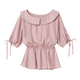 【メール便】ビッグカラーペプラムブラウス