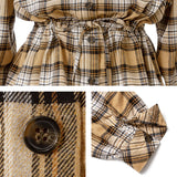 チェックドロストVネックブラウス