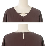 ビットVネックギャザースリーブトップス