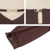 ビットVネックギャザースリーブトップス