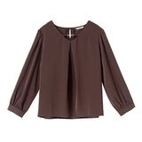 ビットVネックギャザースリーブトップス