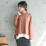 フェイクレイヤードスウェットトップス