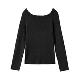 2WAYオフショルフリルリブニットトップス